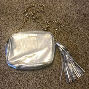 Victoria’s Secret purse crossbody golden chain tassel sparkly evening we…